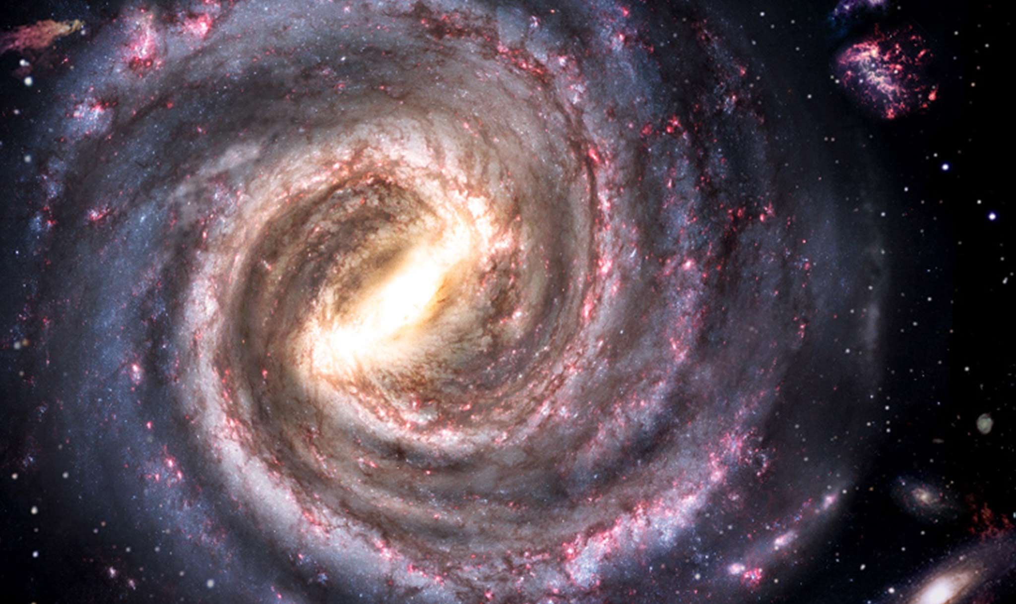 The black hole is in the middle of the Milky Way.