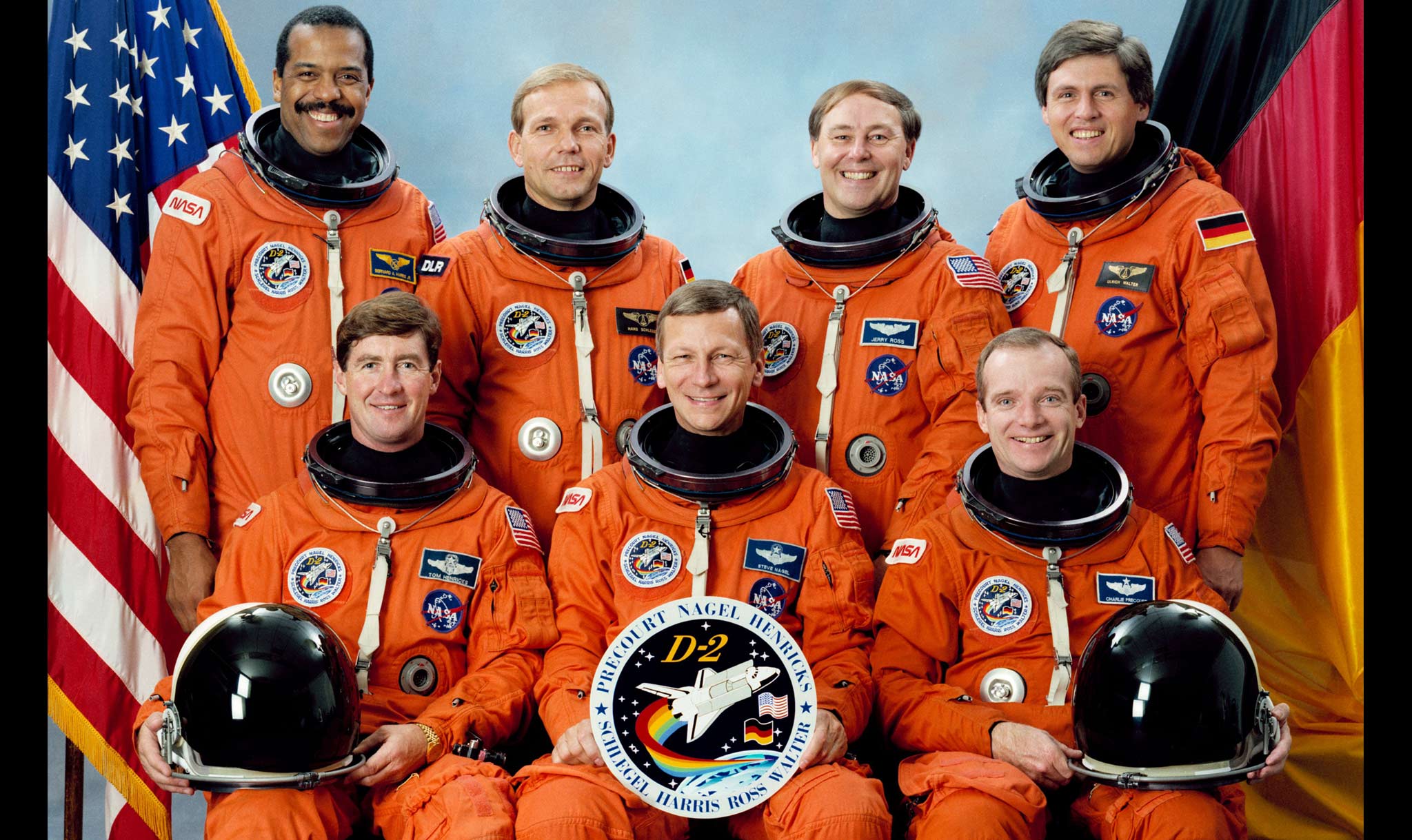 Bernard Harris (left) with the crew of his first mission in 1993