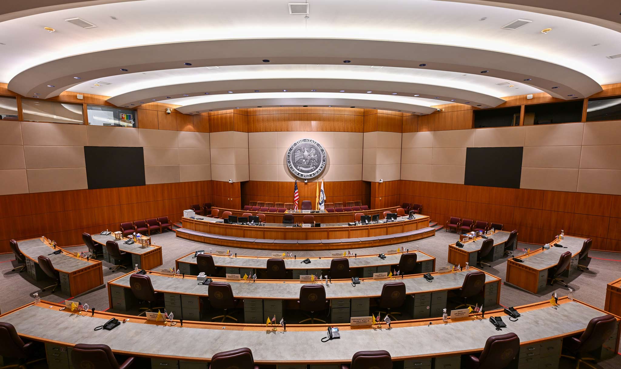 The New Mexico State House of Representatives meets in this room.