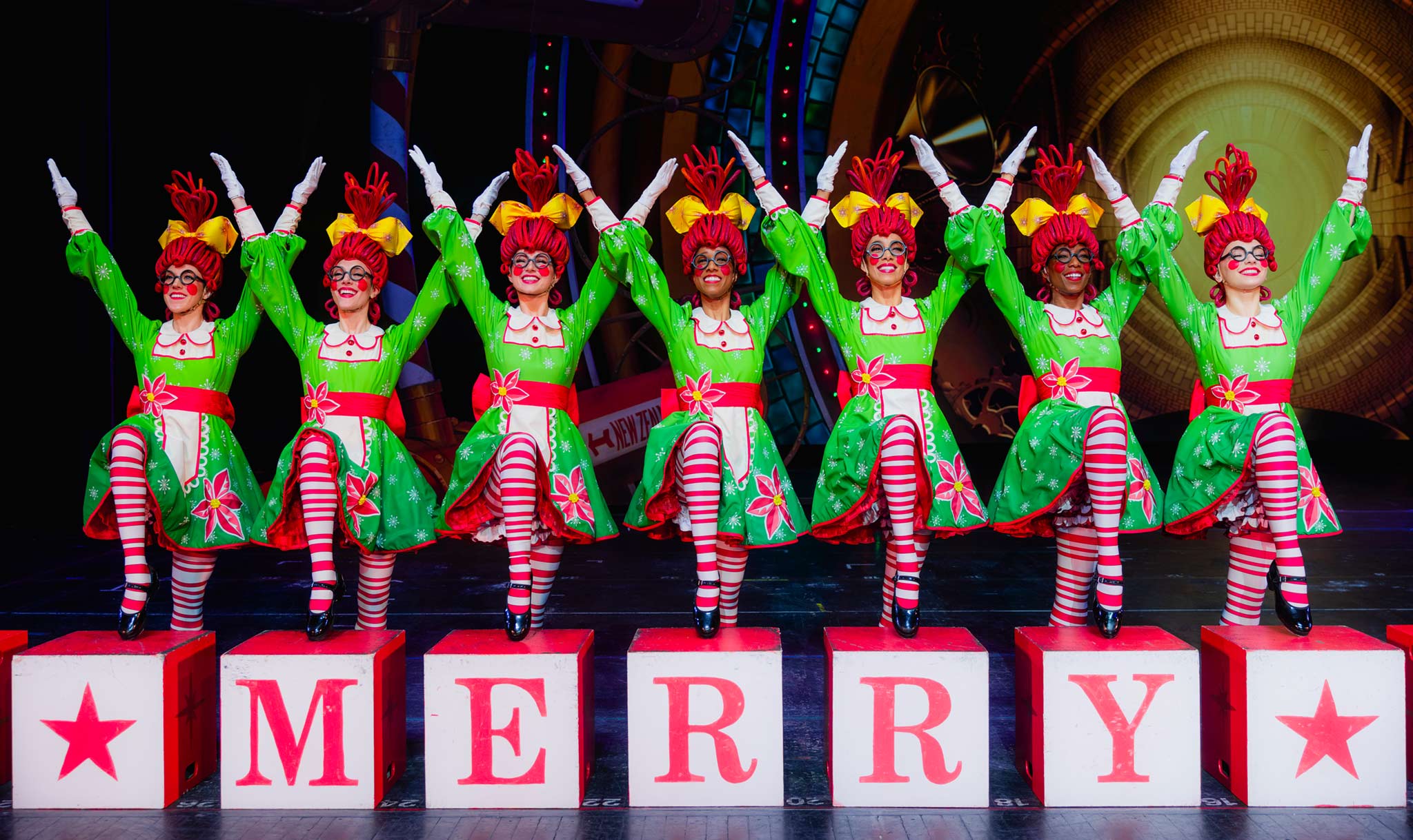 Sometimes they use props, such as giant letter blocks.