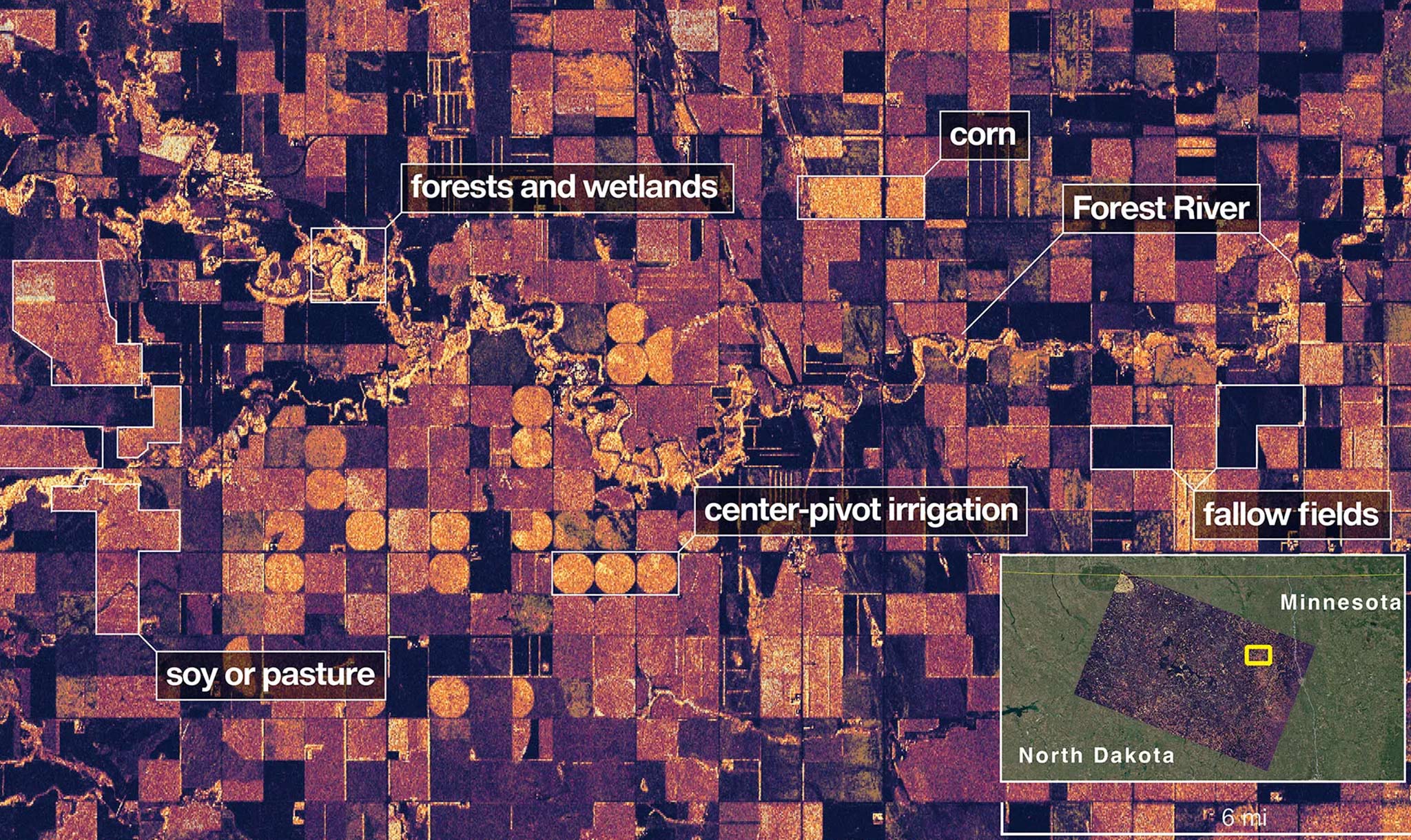 Another showed farmland from an area of North Dakota.