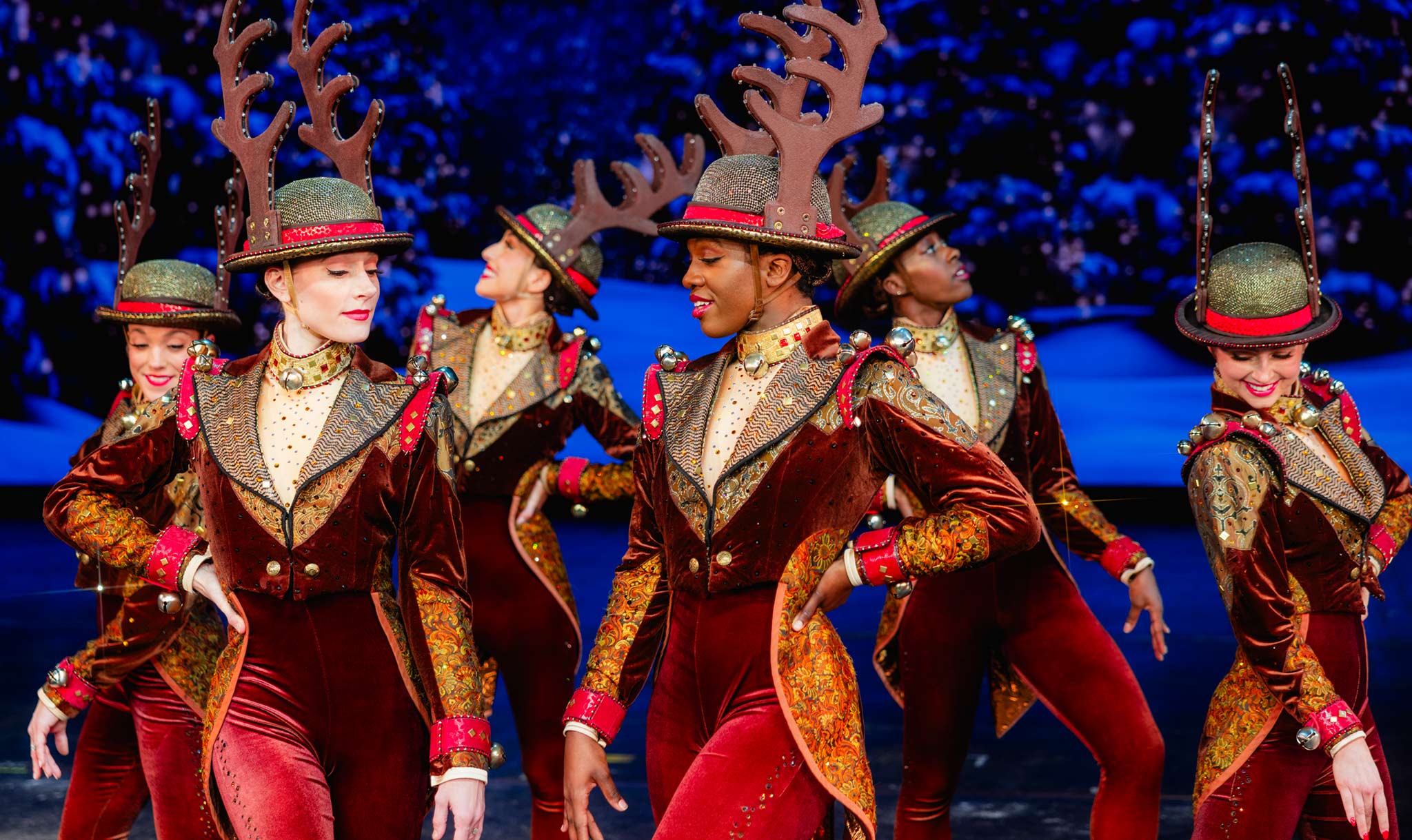 Other times they wear reindeer-themed hats.