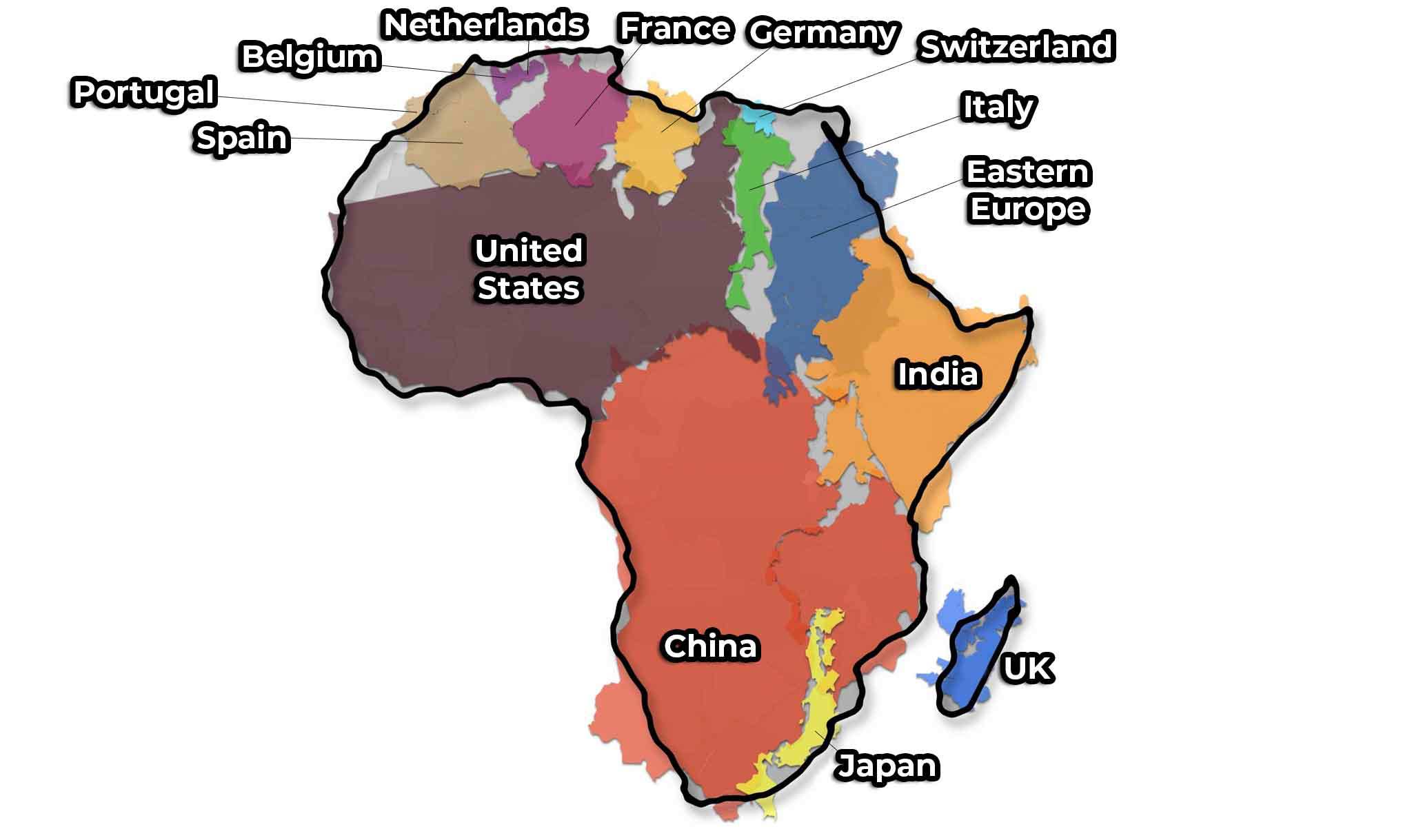 Africa is larger than China, India, and the USA combined!
