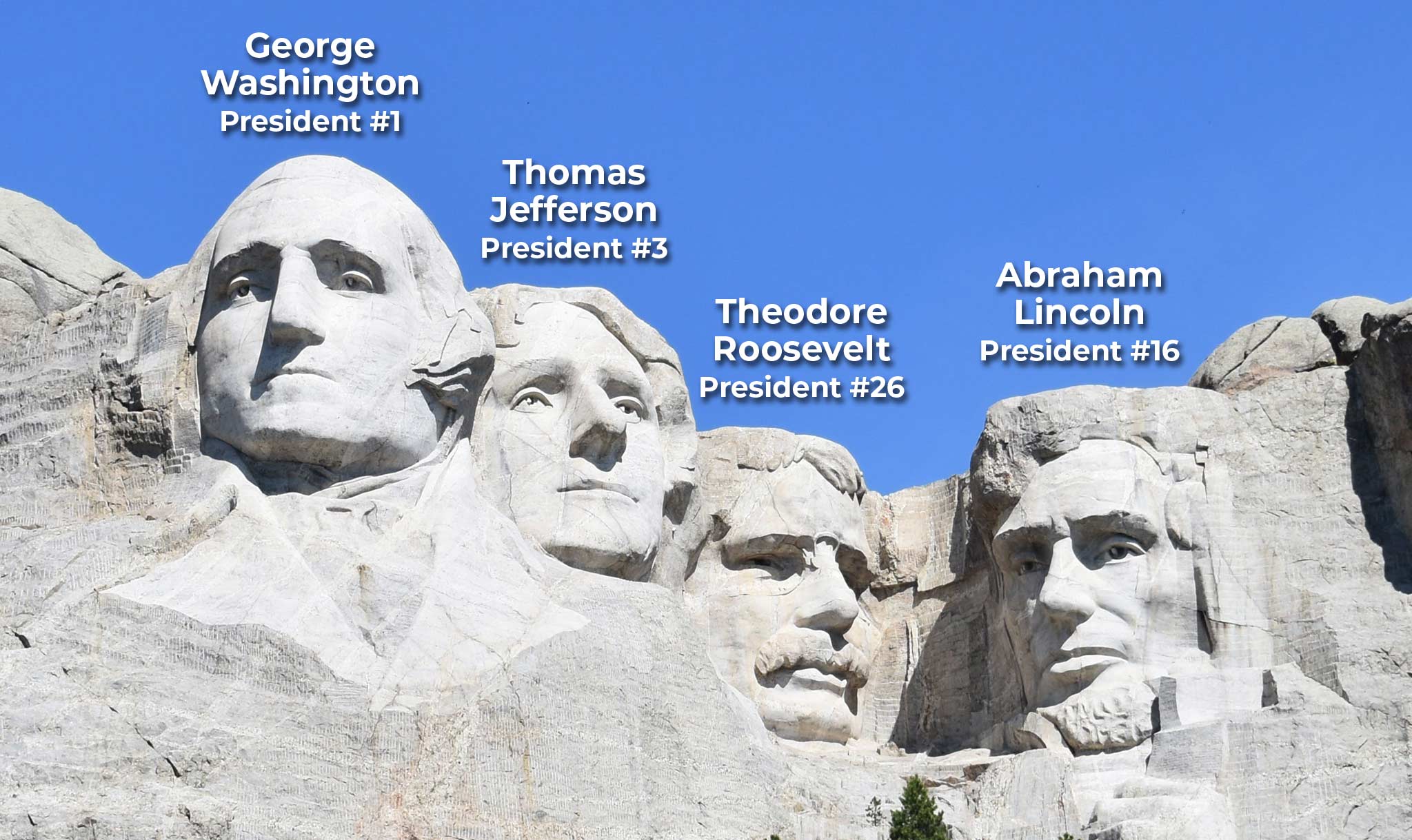 Mount Rushmore celebrates four American presidents.