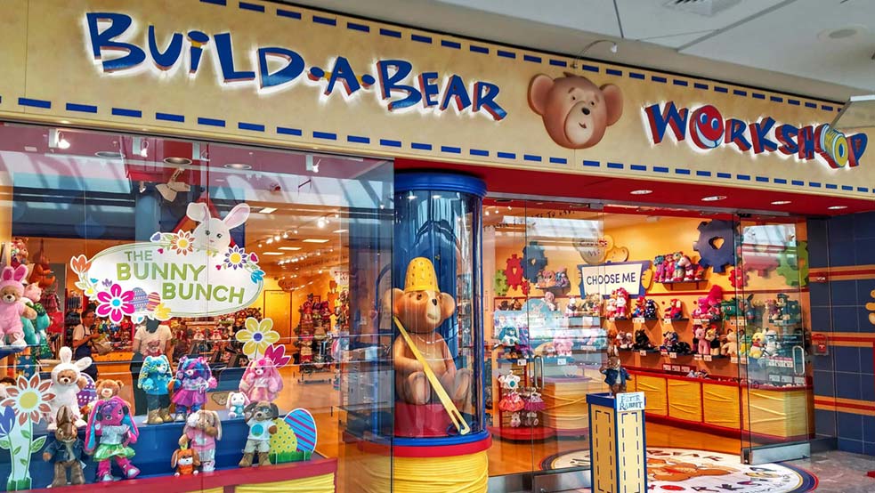 Many Build-A-Bear Workshop stores are located in malls.