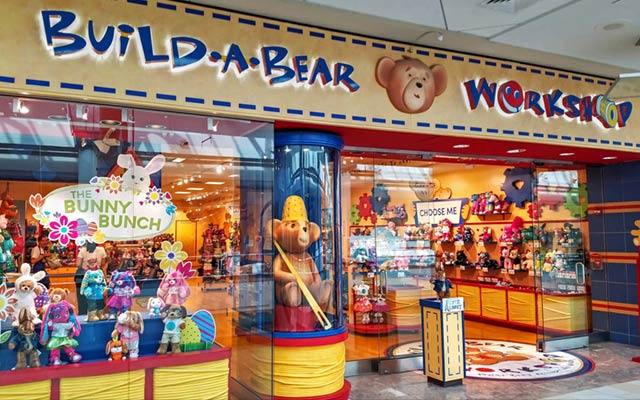 Many Build-A-Bear Workshop stores are located in malls.
