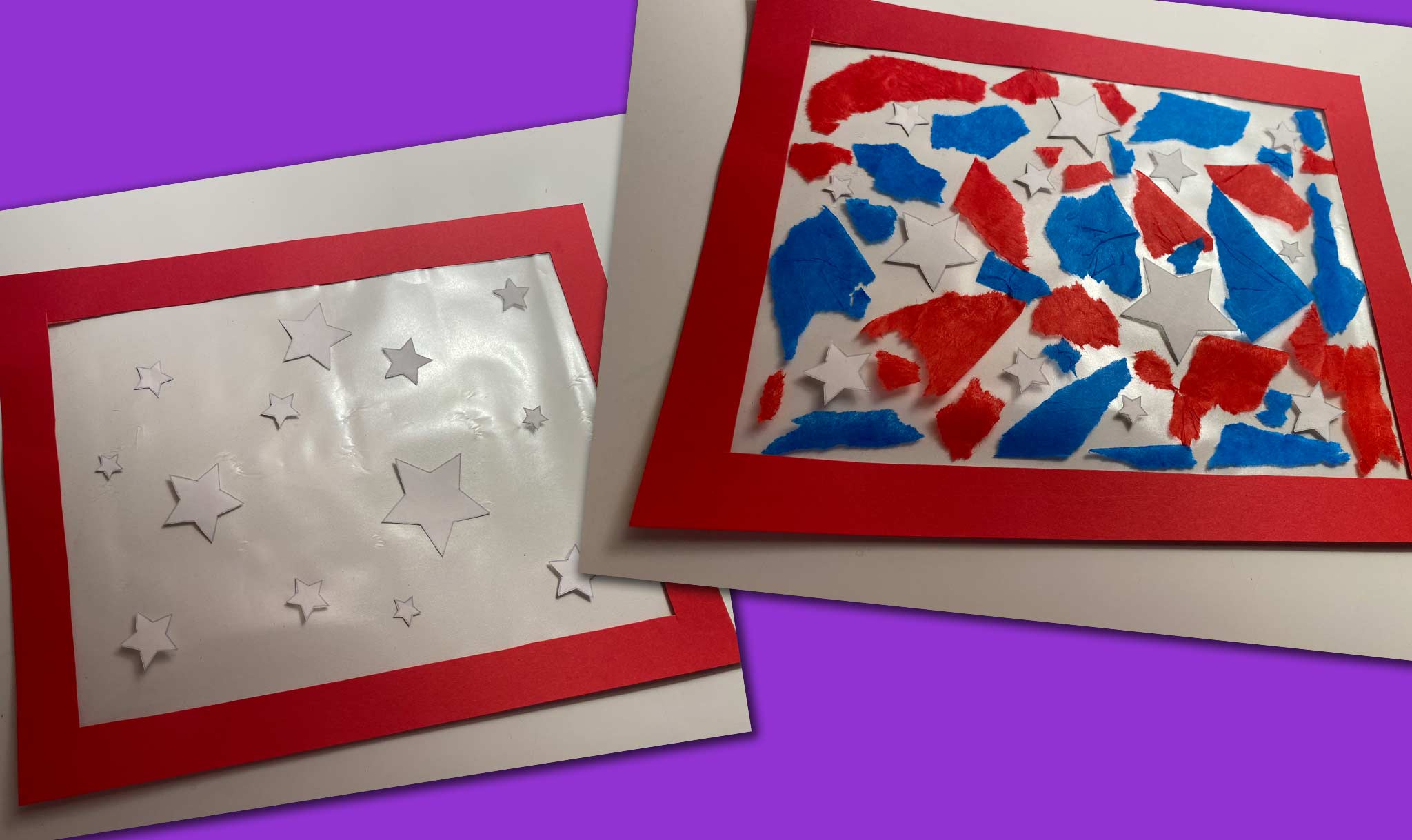 Stick down your shapes on the contact paper.