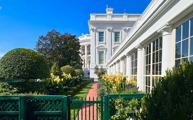 A view of the White House from the east