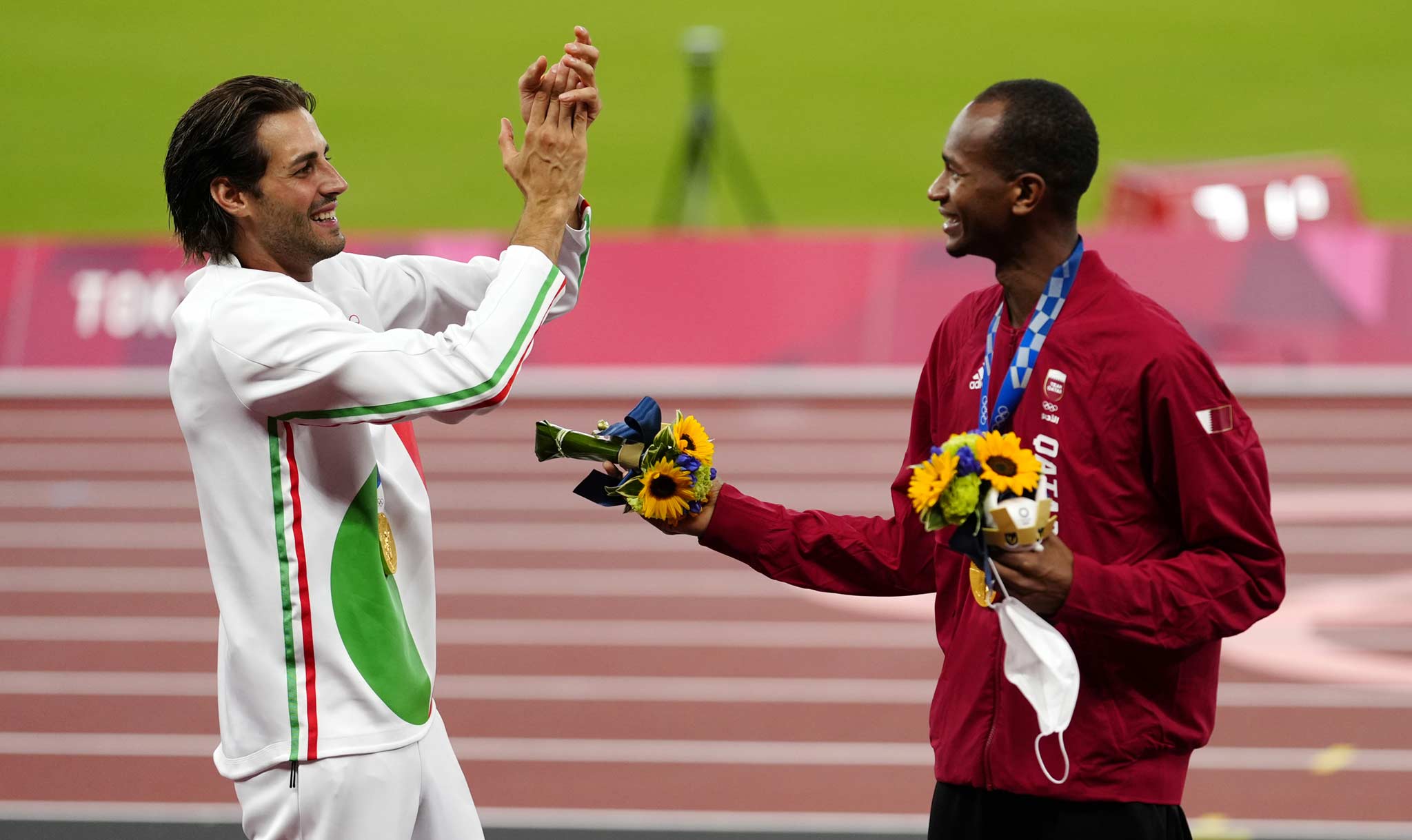 Gianmarco Tamberi and Mutaz Barshim shared gold in 2021.