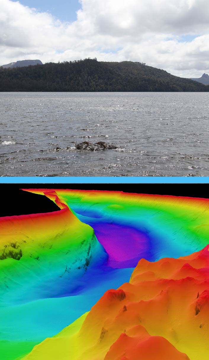 Purple on the map is the deepest part of the lake.