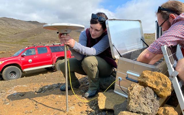 Dr. Stamps working in Iceland