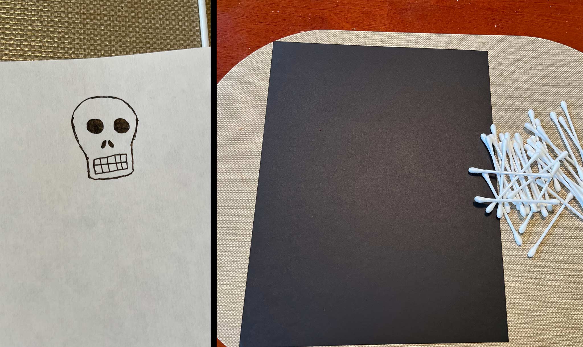 Sketch out a skull for your skeleton.