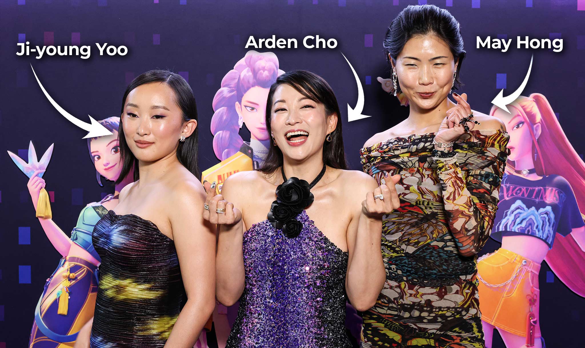 The voice actors behind Huntr/x at a special screening