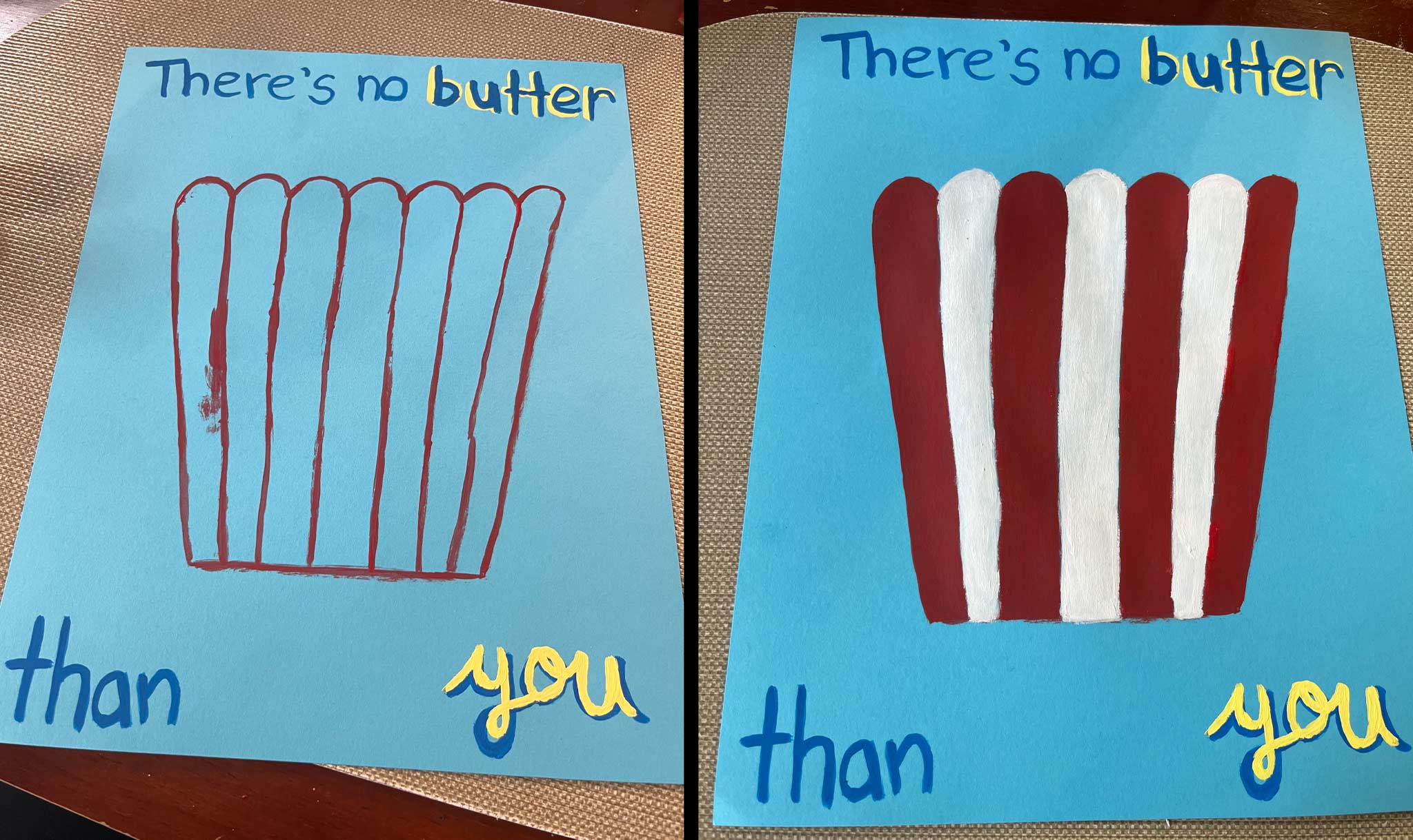 Then, paint a popcorn bucket.