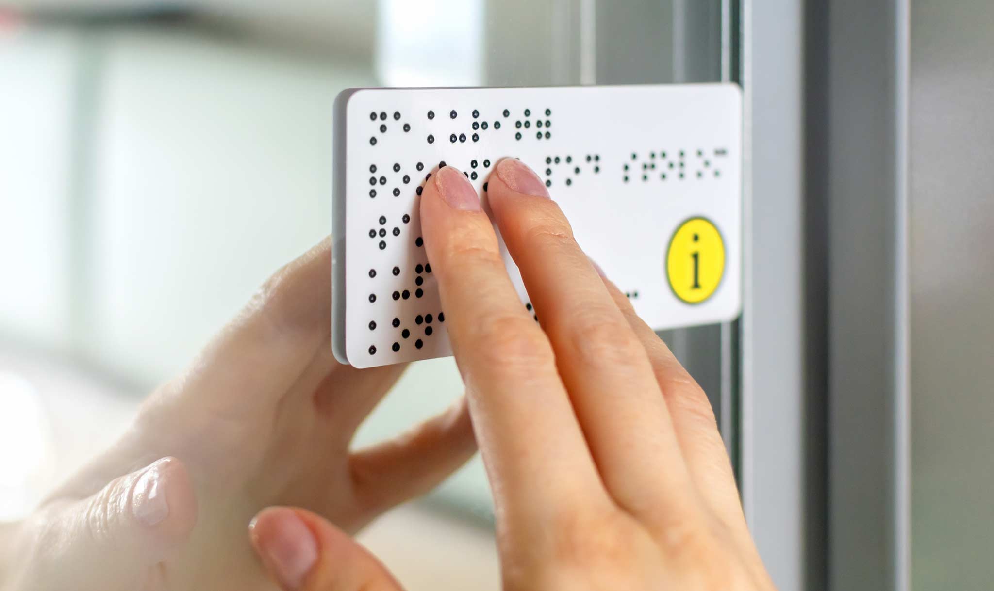 There are braille signs, books, and keyboards!