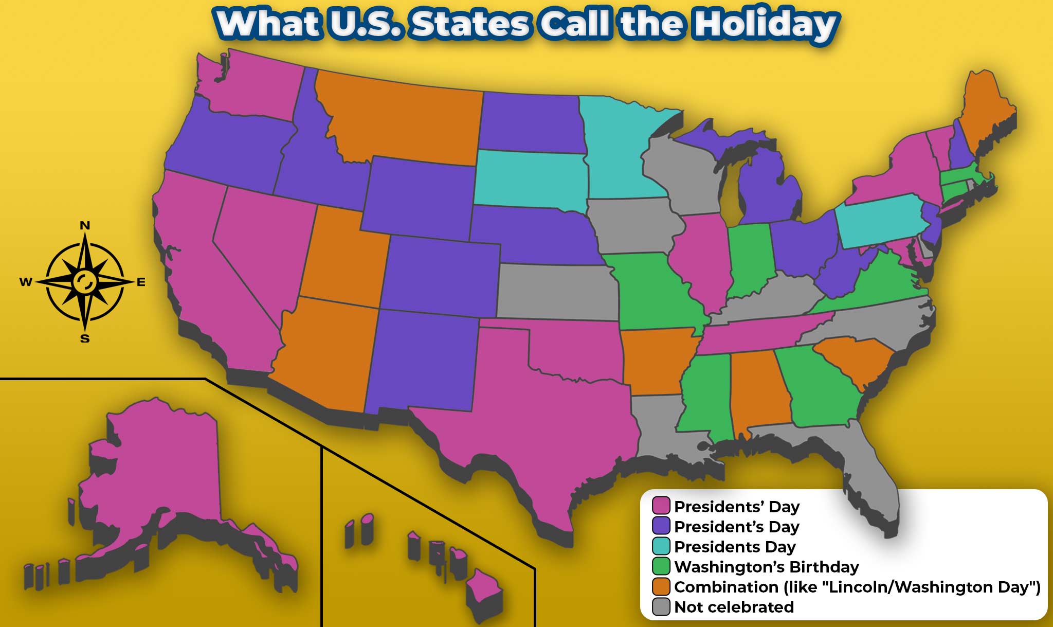Different states have different names for the U.S. holiday.