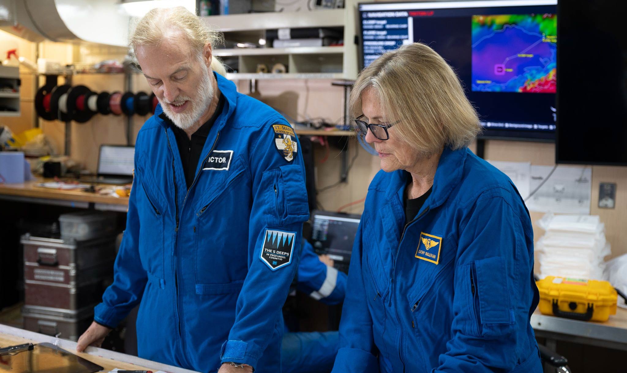 Vescovo and Sullivan review their plans for the historic dive.